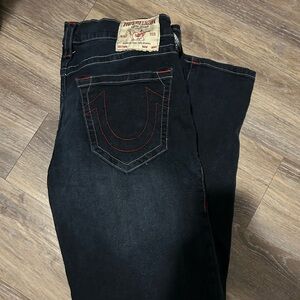 True Religion Dark Jeans with Red Accents